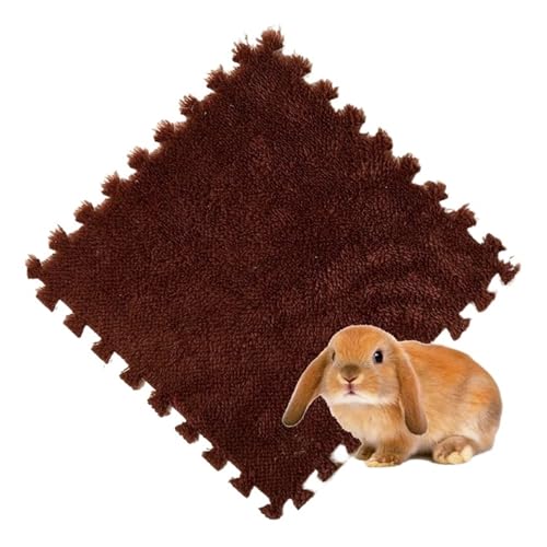 cocoontail Spleißbare Haustier-Käfigmatten, wasserdicht, EVA- und Fleece-Bodenpolster für Kaninchen/Meerschweinchen (Kaffee, 20 Stück) von cocoontail