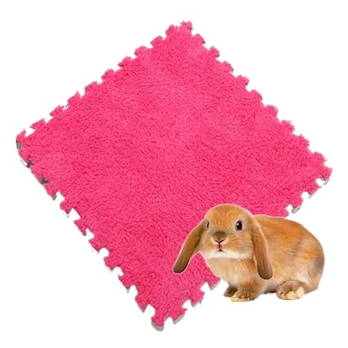 cocoontail Spleißbare Haustier-Käfigmatten, wasserdicht, EVA- und Fleece-Bodenpolster für Kaninchen/Meerschweinchen (mittelgroß, Rosarot, 20 Stück) von cocoontail
