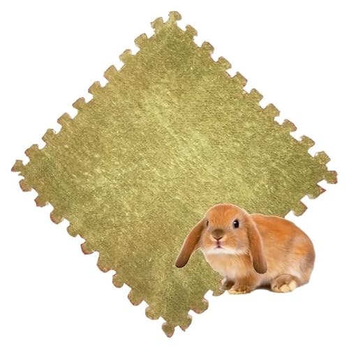 cocoontail Spleißbare Haustier-Käfigmatten, wasserdichte EVA- und Fleece-Bodenpolster für Kaninchen/Meerschweinchen (Grasgrün, 20 Stück) von cocoontail