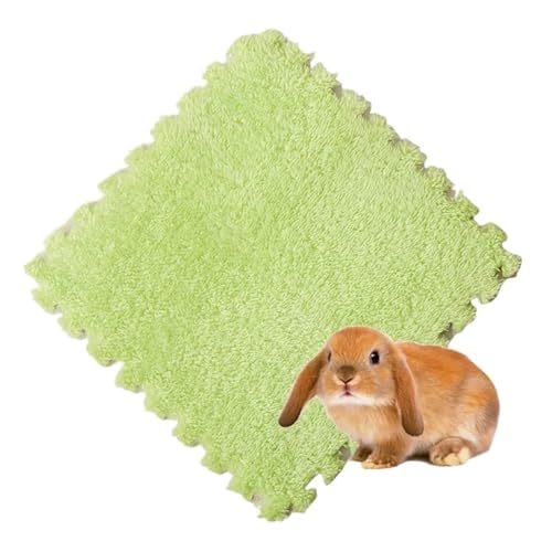 cocoontail Spleißbare Haustier-Käfigmatten, wasserdichte EVA- und Fleece-Bodenpolster für Kaninchen/Meerschweinchen (Grün, 20 Stück) von cocoontail