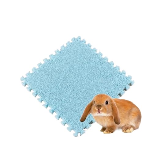 cocoontail Spleißbare Haustier-Käfigmatten, wasserdichte EVA- und Fleece-Bodenpolster für Kaninchen/Meerschweinchen (Hellblau, 20 Stück) von cocoontail