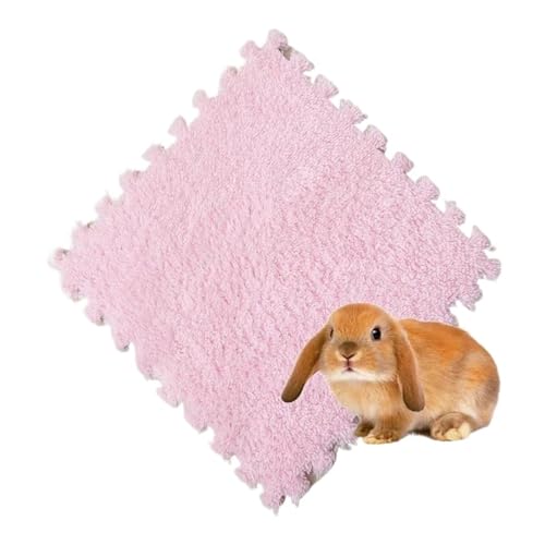cocoontail Spleißbare Haustier-Käfigmatten, wasserdichte EVA- und Fleece-Bodenpolster für Kaninchen/Meerschweinchen (Rosa, 20 Stück) von cocoontail