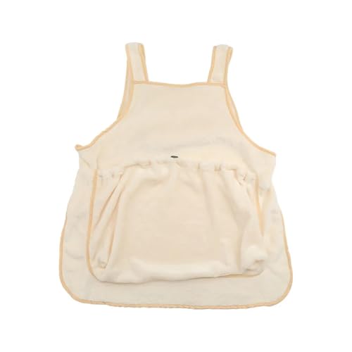 cocoontail Verstellbare Katzenschürze mit Kapuzentasche – Plüsch-Pflegekittel, fusselfreie Brusttasche für Katzen und kleine Hunde, Beige von cocoontail