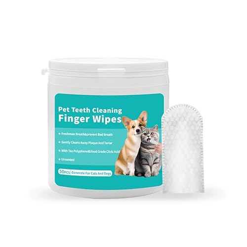 coldchill Pet Teeth Cleaning Finger Wipes, Remove Bad Breath by Removing Plaque and Tartar Buildup, No Rinse Dogs & Cats Finger Toothbrush, Disposable Gentle Cleaning Care Pet Wipes, 50 Counts von coldchill