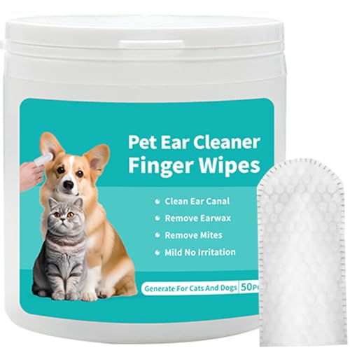 coldpa Ohrenreinigungstücher für Haustiere, 50 Stück, entfernt Wachs und Schmutz, beruhigt Juckreiz und Entzündungen von coldpa