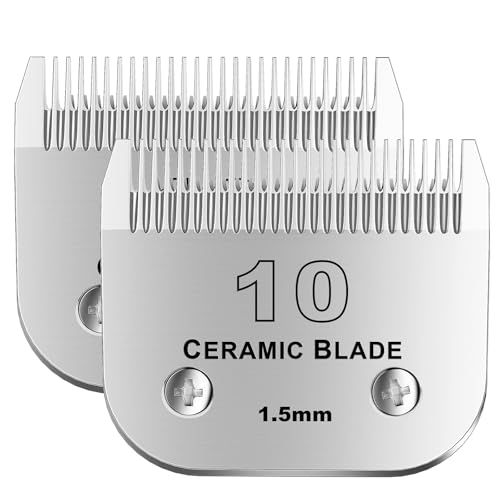 colorski 10# Abnehmbare Fellschere für Haustiere, Keramikklinge, kompatibel mit Andis-Größe 10, Schnittlänge 1,5 mm, kompatibel mit Andis/Wahl/Oster Hunde-Schermaschinen, 2 Stück von colorski