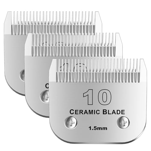 colorski 10# Abnehmbare Fellschere für Haustiere, Keramikklinge, kompatibel mit Andis-Größe 10, Schnittlänge 1,5 mm, kompatibel mit Andis/Wahl/Oster Hunde-Schermaschinen, 3 Stück von colorski
