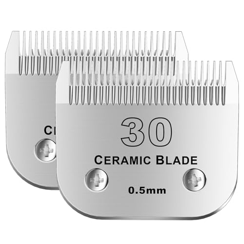 colorski 30# Abnehmbare Fellschere für Haustiere, Keramikklinge, kompatibel mit Andis-Größe 30, Schnittlänge 1,5 mm, kompatibel mit Andis/Wahl/Oster Hunde-Schermaschinen, 2 Stück von colorski