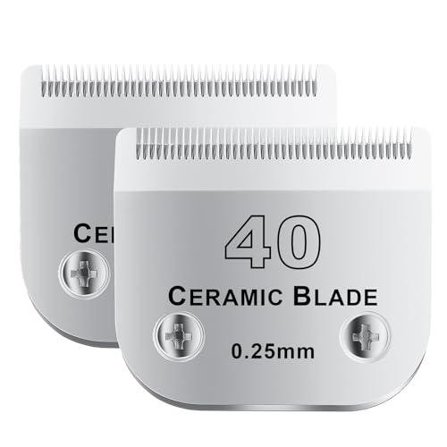 colorski 40# Abnehmbare Fellschere für Haustiere, Keramikklinge, kompatibel mit Andis-Größe 40, Schnittlänge 0,25 mm, kompatibel mit Andis/Wahl/Oster Hunde-Schermaschinen, 2 Stück von colorski