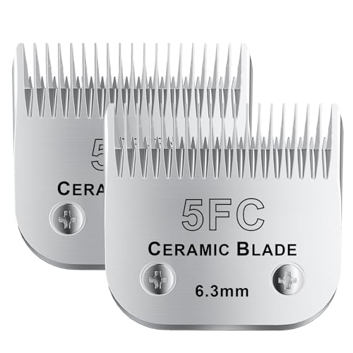 colorski 5FC# Abnehmbare Fellschere für Haustiere, Keramikklinge, kompatibel mit Andis-Größe 5FC, Schnittlänge 6,3 mm, kompatibel mit Andis/Wahl/Oster Hunde-Schermaschinen, 2 Stück von colorski