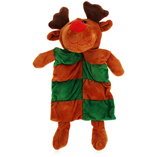 com-four® Hundespielzeug Rentier - weiches Kauspielzeug - Quietschspielzeug-Puppe aus Plüsch - Heimtierbedarf Beißspielzeug - 9 Quietschstellen (1 Stück - Kleid - Rentier) von com-four