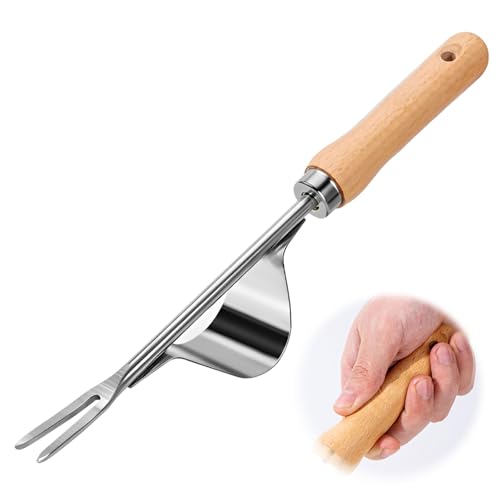 comeenm Handjätgerät für den Garten,2025 Neu Unkrautstecher Edelstahl,Wurzeljäter mit Holzgriff,Manueller Weeder zum Graben,Jäten,Lösen (1 Pcs) von comeenm