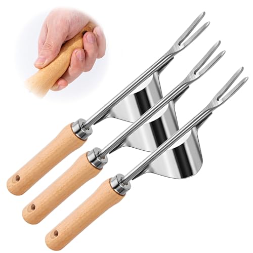 comeenm Handjätgerät für den Garten,2025 Neu Unkrautstecher Edelstahl,Wurzeljäter mit Holzgriff,Manueller Weeder zum Graben,Jäten,Lösen (3 Pcs) von comeenm