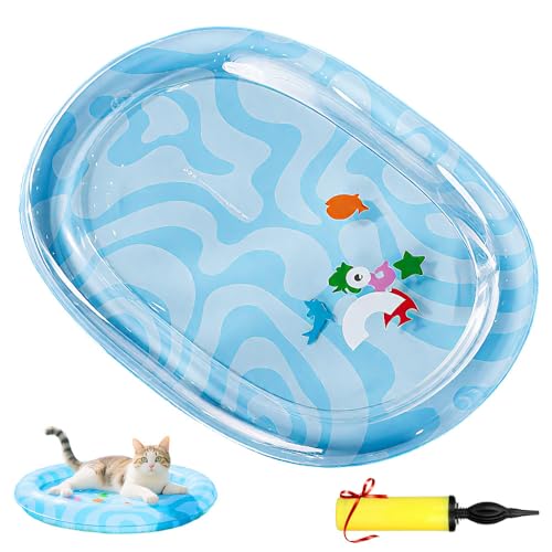 comeenm Wasser Sensor Spielmatte für Katzen & Hunde,Haustier-Wasserbett Interaktives Katzenspielzeug für Hunde und Katzen | langlebiger–Kratzfest (#01, M) von comeenm