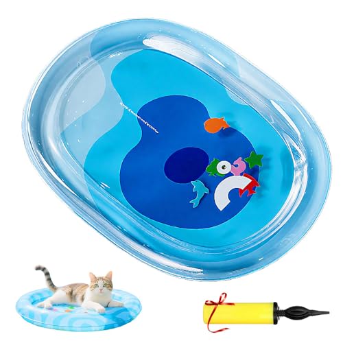 comeenm Wasser Sensor Spielmatte für Katzen & Hunde,Haustier-Wasserbett Interaktives Katzenspielzeug für Hunde und Katzen | langlebiger–Kratzfest (#02, M) von comeenm