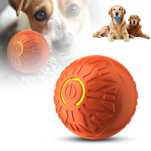 Hundeball, Interaktives Hundespielzeug Ball, Magic Ball Hund Intelligenzspielzeug für Hunde, Automatisch Rollender Hundeball für kleine mittlere große Hunde und Draußen Gegen (Orange 1P) von comenem