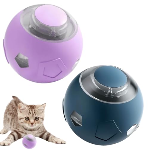 Katzenspielzeug Ball mit LED Licht, Automatischer 360 Grad Rollbal Katzenspielzeug Elektrisch, Interaktives Spielzeug für Katzen Selbstbeschäftigung, Interaktiv, Intelligent, USB (Lila + Grau) von comenem