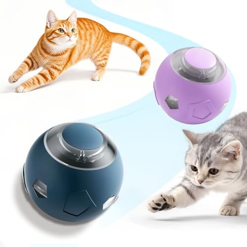 Katzenspielzeug Ball mit LED Licht, Automatischer 360 Grad Rolling Ball Katzenspielzeug Elektrisch, Interaktives Spielzeug für Katzen Selbstbeschäftigung, Interaktiv, Selbstdrehend (Purple + Grey) von comenem