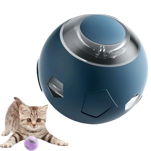 comenem Katzenspielzeug Ball mit LED Licht, Automatischer 360 Grad Rollbal Katzenspielzeug Elektrisch, Interaktives Spielzeug für Katzen Selbstbeschäftigung, Interaktiv, Intelligent, USB (Grau) von comenem
