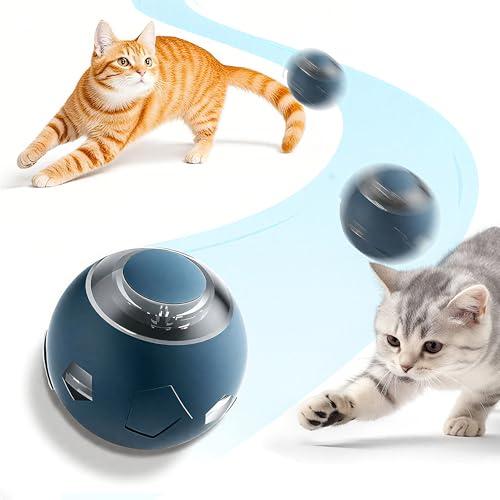 comenem Katzenspielzeug Ball mit LED Licht, Automatischer 360 Grad Rolling Ball Katzenspielzeug Elektrisch, Interaktives Spielzeug für Katzen Selbstbeschäftigung, Interaktiv, Selbstdrehend (Grey) von comenem