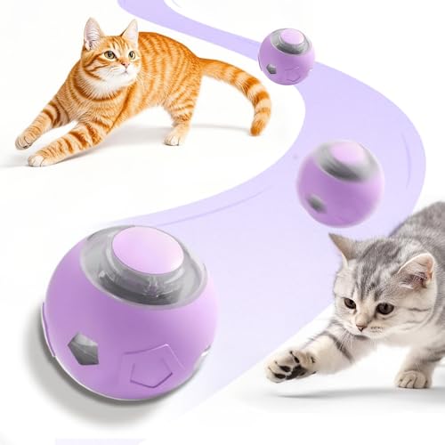 comenem Katzenspielzeug Ball mit LED Licht, Automatischer 360 Grad Rolling Ball Katzenspielzeug Elektrisch, Interaktives Spielzeug für Katzen Selbstbeschäftigung, Interaktiv, Selbstdrehend (Purple) von comenem