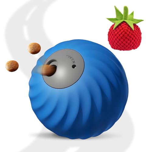 2 in 1 Slow Feeder, 2025 Neu Rolling Feeder Hundespielzeug mit LED, Interaktives Hundespielzeug Katzenspielzeug Selbstbeschäftigung Einstellbar Leckerli Ball für Haustier (Blau, +Tomaten) von comepew