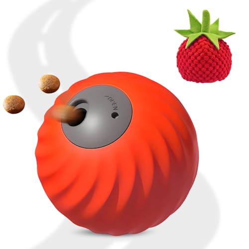 2 in 1 Slow Feeder, 2025 Neu Rolling Feeder Hundespielzeug mit LED, Interaktives Hundespielzeug Katzenspielzeug Selbstbeschäftigung Einstellbar Leckerli Ball für Haustier (Orange, +Tomaten) von comepew