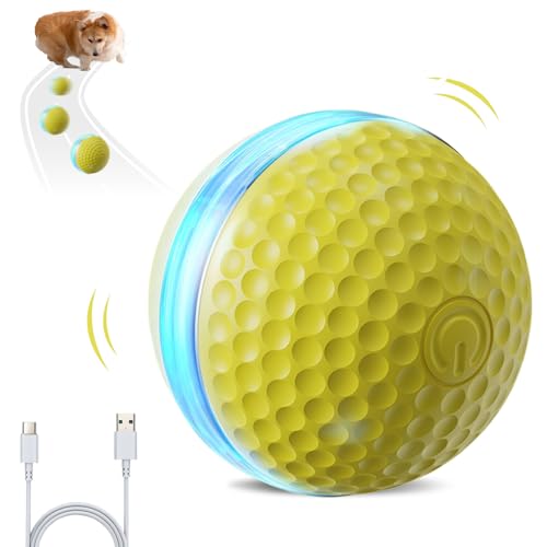 Interaktives Hundespielzeug Ball, 360° Rolling Interactive Dog Toys Dog Ball, 2025 Neu Intelligenzspielzeug für Hunde 2 Modi mit LED Interaktives Katzenspielzeug Selbstbeschäftigung Haustier (Gelb) von comepew