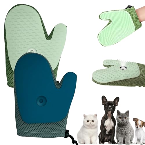 Tierhaarentferner Handschuh, 2025 Neu Fellhandschuhe Fingerlos Katze mit Spray, All-in-One Grooming Mist Glove for Pets Fell Magnet Handschuh Katzenbürste mit Dampf Antistatische Hair Remover (G+B) von comepew