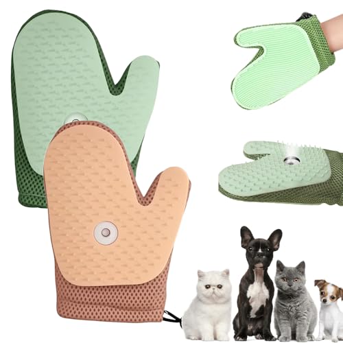 Tierhaarentferner Handschuh, 2025 Neu Fellhandschuhe Fingerlos Katze mit Spray, All-in-One Grooming Mist Glove for Pets Fell Magnet Handschuh Katzenbürste mit Dampf Antistatische Hair Remover (G+R) von comepew