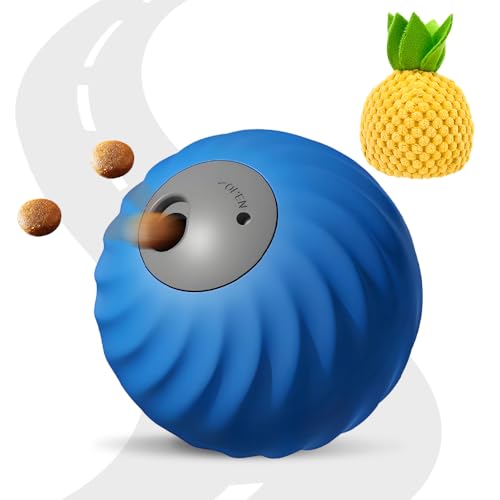 comepew 2 in 1 Slow Feeder, 2025 Neu Rolling Feeder Hundespielzeug mit LED, Interaktives Hundespielzeug Katzenspielzeug Selbstbeschäftigung Einstellbar Leckerli Ball für Haustier (Blau, +Ananas) von comepew