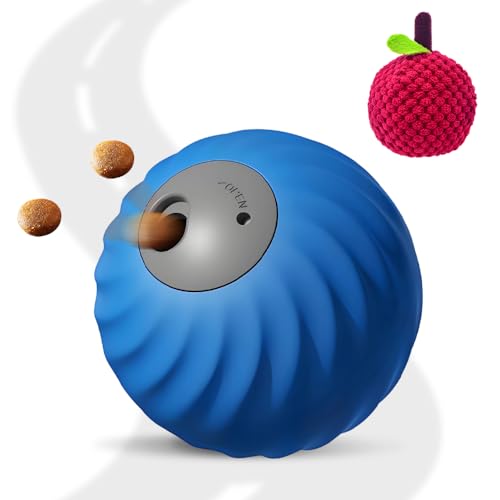 comepew 2 in 1 Slow Feeder, 2025 Neu Rolling Feeder Hundespielzeug mit LED, Interaktives Hundespielzeug Katzenspielzeug Selbstbeschäftigung Einstellbar Leckerli Ball für Haustier (Blau, +Myrte) von comepew