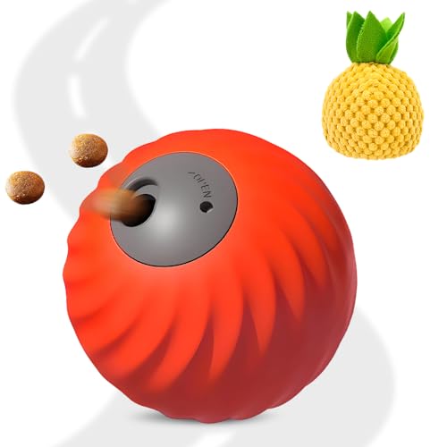 comepew 2 in 1 Slow Feeder, 2025 Neu Rolling Feeder Hundespielzeug mit LED, Interaktives Hundespielzeug Katzenspielzeug Selbstbeschäftigung Einstellbar Leckerli Ball für Haustier (Orange, +Ananas) von comepew