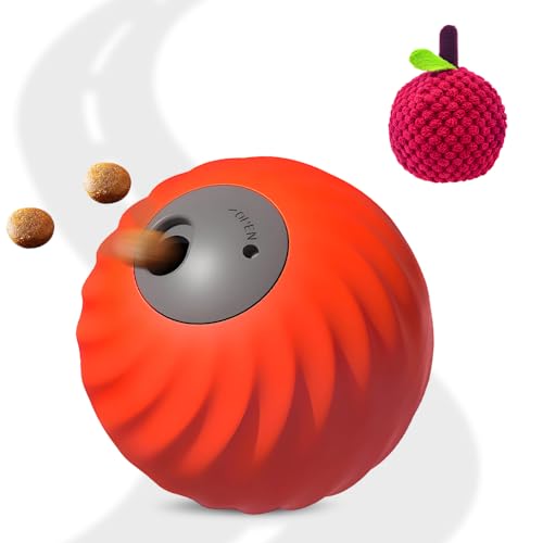 comepew 2 in 1 Slow Feeder, 2025 Neu Rolling Feeder Hundespielzeug mit LED, Interaktives Hundespielzeug Katzenspielzeug Selbstbeschäftigung Einstellbar Leckerli Ball für Haustier (Orange, +Myrte) von comepew