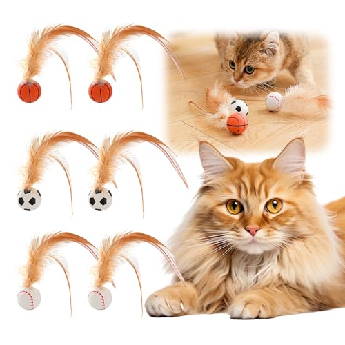 comepew Cat Buncing Ball, 2025 Neu Katzenspielzeug Bälle mit Feder, Interaktives Katzenspielzeug Hohe Elastizität Federspielzeug für Katzen Hüpfball für Katzen Wackelball Kätzchenjagdspielzeug (6PC) von comepew