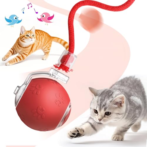 comepew Interaktives Katzenspielzeug, 2025 Neu Katzenspielzeug Selbstbeschäftigung, Chewie Rolling Ball mit Vogelgesang LED 3 Modi Katzenball Elektrisch 360° Rolling Smart Ball für Katzen Hunde (Rot) comepew Interaktives Katzenspielzeug, 2025 Neu Katzenspielzeug Selbstbeschäftigung, Chewie Rolling Ball mit Vogelgesang LED 3 Modi Katzenball Elektrisch 360° Rolling Smart Ball für Katzen Hunde (Rot) von comepew