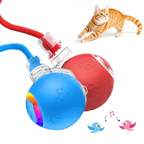 comepew Interaktives Katzenspielzeug, 2025 Neu Katzenspielzeug Selbstbeschäftigung, Chewie Rolling Ball mit Vogelgesang LED 3 Modi Katzenball Elektrisch 360° Rolling Smart Ball für Katzen Hunde (R+B) comepew Interaktives Katzenspielzeug, 2025 Neu Katzenspielzeug Selbstbeschäftigung, Chewie Rolling Ball mit Vogelgesang LED 3 Modi Katzenball Elektrisch 360° Rolling Smart Ball für Katzen Hunde (R+B) von comepew