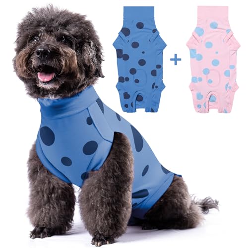 Comwish 2 Packungen Hunde-Anzug, weiblich, männlich, blau + rosa, Größe S von comwish