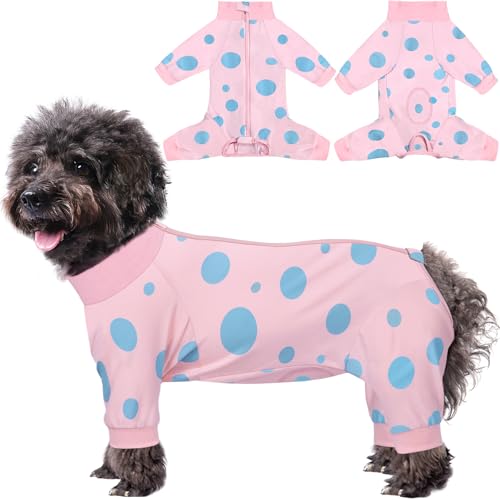 Comwish Hunde-OP-Anzug, langärmelig, Genesungsanzug, für Damen und Herren, mit Reißverschluss, nach dem Spay, kastriert, Einteiler, vollständiger Schutz, Rosa, Größe S von comwish
