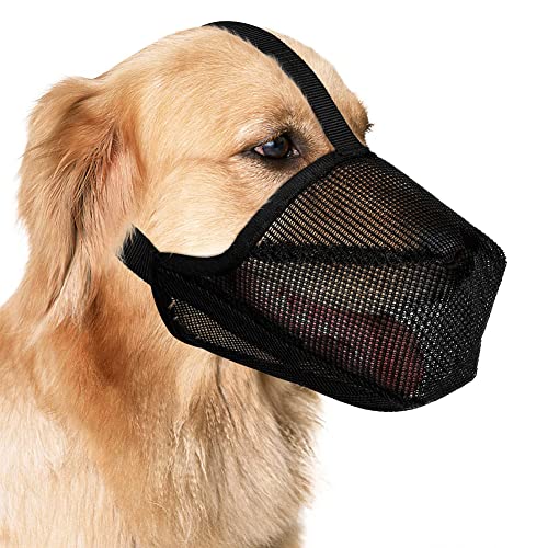 condinggen Pet Mesh Maulkorb, atmungsaktiv einstellbar Anti-Biss Anti-Bellen Mund Maske Schutzhülle für kleine mittlere große Hunde Schwarz L von condinggen