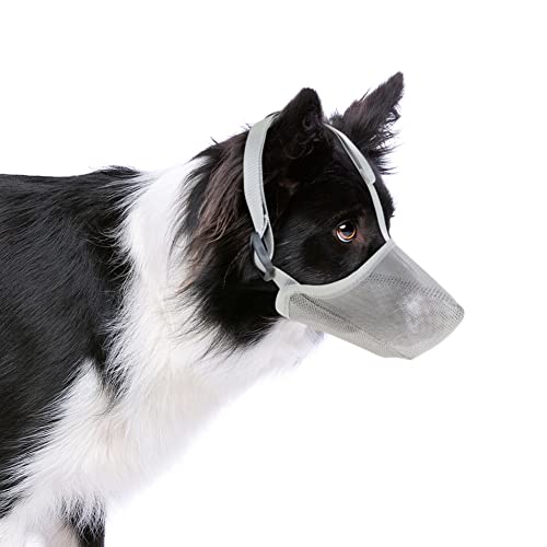 condinggen Pet Mesh Maulkorb, atmungsaktiv einstellbar Anti-Biss Anti-Bellen Mund Maske Schutzhülle für kleine mittlere große Hunde grau M von condinggen
