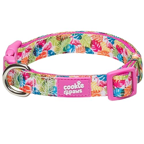 Cookie Paws Hundehalsband, weiches Neopren, gepolstert, verstellbar, starkes Material und einzigartige Designs, tropisch, Größe L von cookie paws