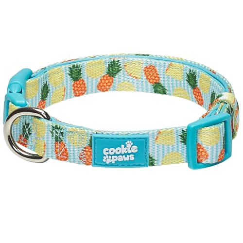 Cookie Paws Weiches Neopren-Hundehalsband, gepolstert, verstellbar, starkes Material und einzigartige Designs, Ananas, Größe M von cookie paws