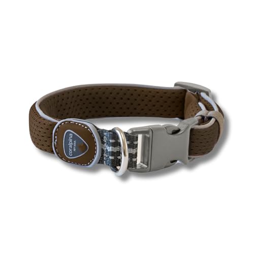 Coralpina - Carezza-Halsband, weich und ergonomisch, mit reflektierenden Kanten und Karabinerhaken aus robustem Kunststoff, Farbe Braun, Größe 1 Coralpina - Carezza-Halsband, weich und ergonomisch, mit reflektierenden Kanten und Karabinerhaken aus robustem Kunststoff, Farbe Braun, Größe 1 von coralpina