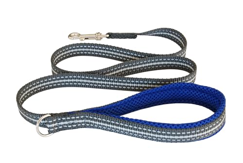 Coralpina - Cortina Hundeleine, einfach und robust, mit reflektierenden Teilen und gepolstertem Griff, mit Ring für Beutelhalter, Farbe Blau, Größe 7/8 von coralpina