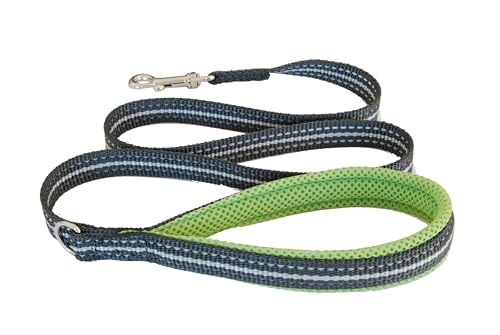 Coralpina - Cortina Hundeleine, einfach und robust, mit reflektierenden Teilen und gepolstertem Griff, mit Ring für Beutelhalter, Farbe Grün, Größe 4/6 von coralpina