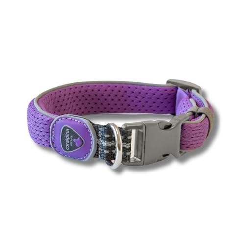Coralpina - Halsband, weich und ergonomisch, mit reflektierenden Kanten und Karabinerhaken aus robustem Kunststoff, Farbe Lila, Größe 1 Coralpina - Halsband, weich und ergonomisch, mit reflektierenden Kanten und Karabinerhaken aus robustem Kunststoff, Farbe Lila, Größe 1 von coralpina