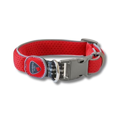 Coralpina - Halsband, weich und ergonomisch, mit reflektierenden Kanten und Karabinerhaken aus robustem Kunststoff, Farbe Rot, Größe 1 Coralpina - Halsband, weich und ergonomisch, mit reflektierenden Kanten und Karabinerhaken aus robustem Kunststoff, Farbe Rot, Größe 1 von coralpina