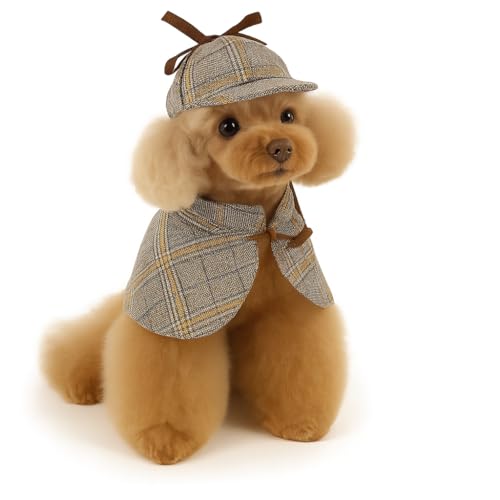 Detektiv-Kostüm für Hunde & Katzen – Sherlock-Style Haustier-Verkleidung mit britischem Umhang & Hut – Lustiges Cosplay-Outfit – Größen S bis L (Detektiv, M) von corimori