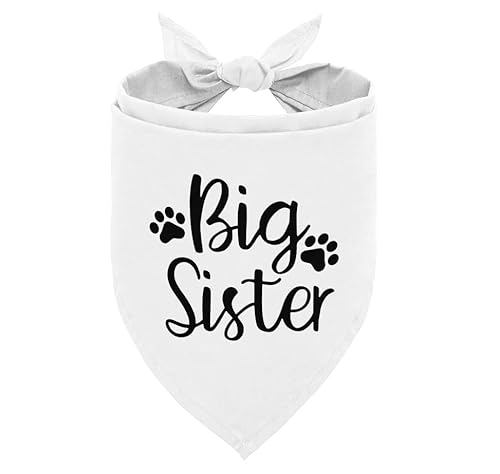 Big Sister Hundehalstuch für die Ankündigung der Schwangerschaft – Weißer Schal für kleine, mittelgroße und große Hunde – Geschenk für Hundeliebhaber (A11) von corner wind